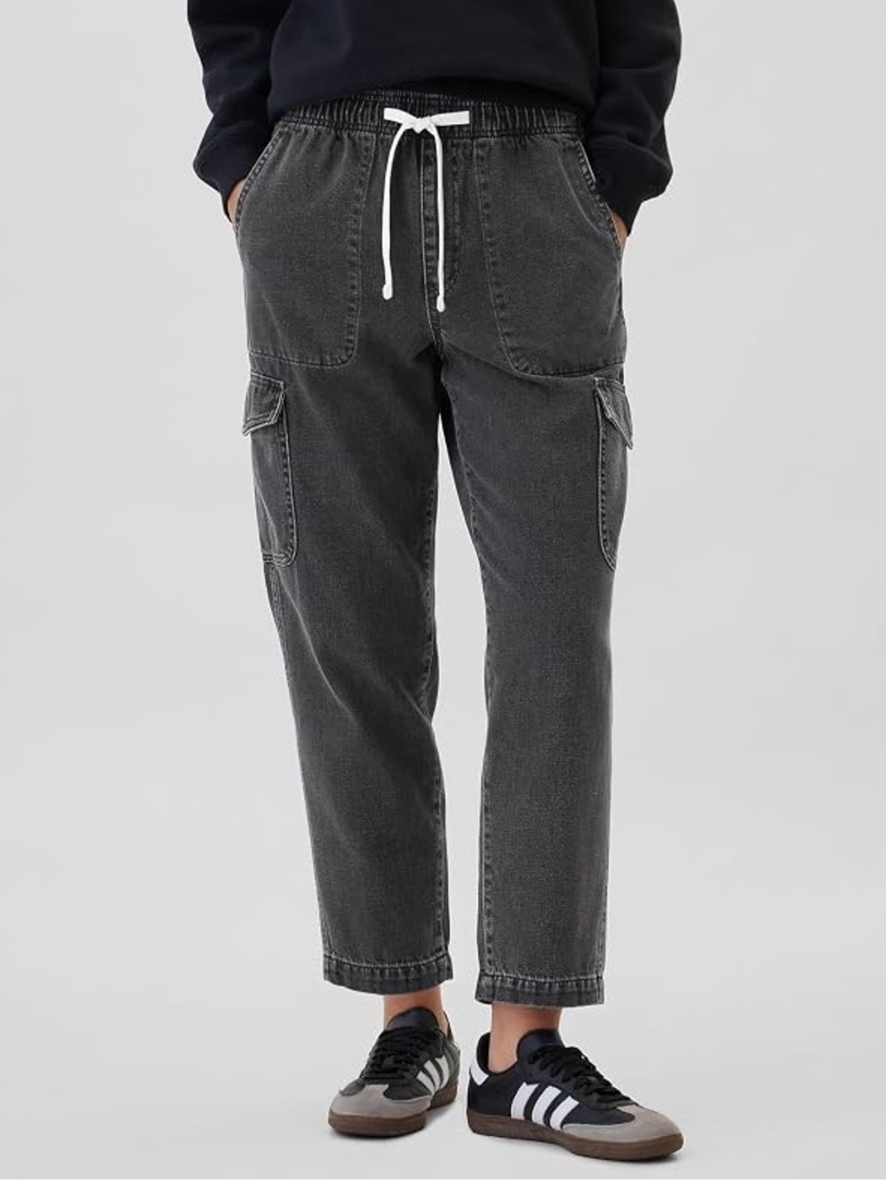 Gap Easy Jean Comfort Charcoal Cotton Cargo Pull On Pants M
